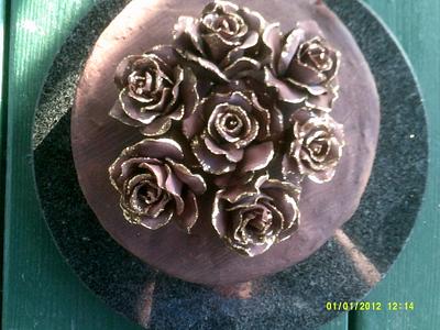 Chocolate Roses with Gold rims - Cake by Laura 