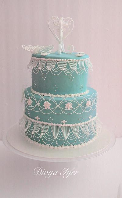 Royal icing string cake  - Cake by Divya iyer