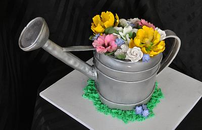 3D Watering Can & Flowers Cake - Cake by Leo Sciancalepore