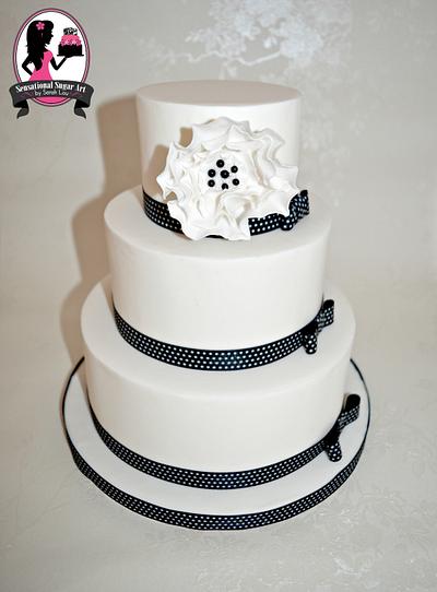 Black and White Polka Dot Wedding Cake - Cake by Sensational Sugar Art by Sarah Lou