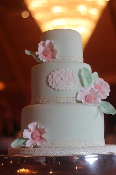 Mint & Pink Wedding Cake - Cake by TLC