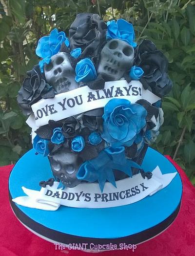 Skulls and Roses Giant Cupcake - Cake by Amelia Rose Cake Studio