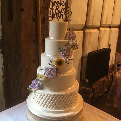 Sunflower & Lavender Wedding Cake - Cake by Emmz