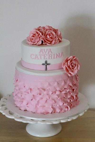 Petal Pink Christening Cake - Cake by Cake Est.