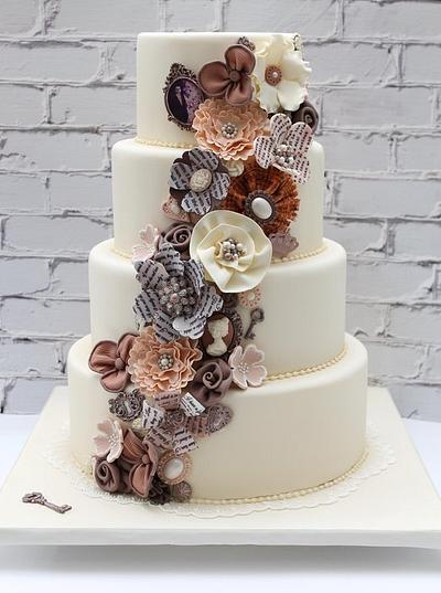 Vintage Flower Wedding Cake - Cake by Pearls and Spice