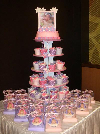 Baptismal themed cupcake tower - Cake by AnnCriezl 
