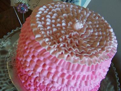 Pink ombre ruffle cake. - Cake by Kathy Kmonk