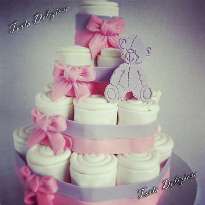 diaper cake Baby shower - Cake by Torta Deliziosa