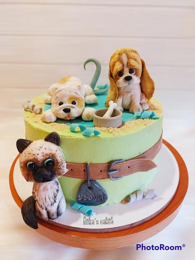 Dogs and cat - Cake by RekaBL86