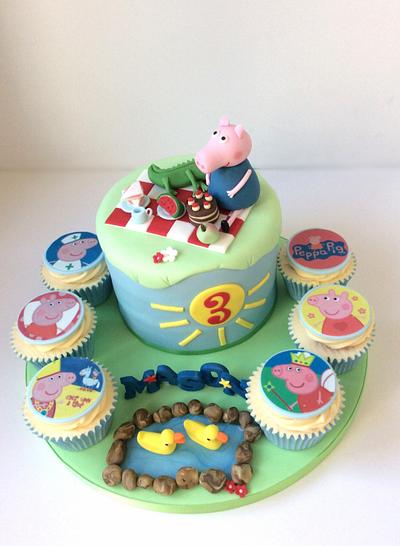 George Pig Cake and Cupcakes - Cake by Lizzie Bizzie Cakes