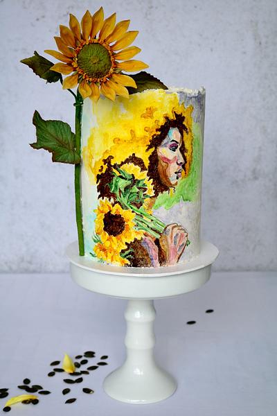 Woman with sunflowers - Cake by tomima