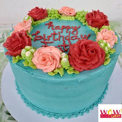 Colourful Roses Wreath Cake in Buttercream - Cake by WOWCAKESNG