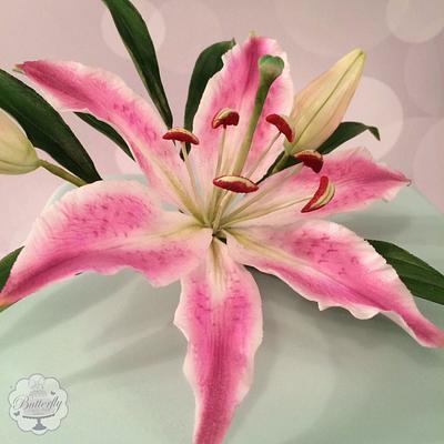 Stargazer Lily Birthday Cake - Cake by Butterfly Cakes and Bakes