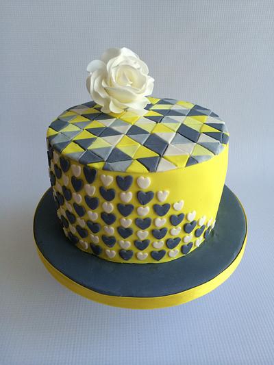 Geometric Yellow & Grey - Cake by Alanscakestocraft