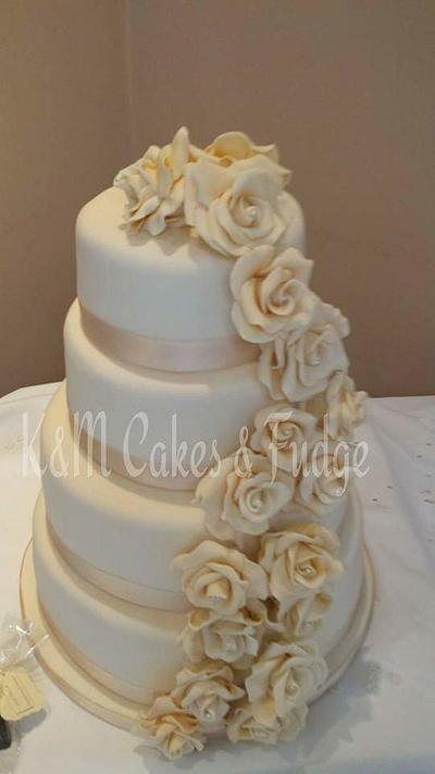 4 Tier Cascading Rose Cake - Cake by K&M Cakes