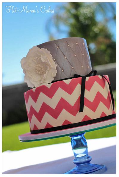 Pink and white chevron print - Cake by Hot Mama's Cakes
