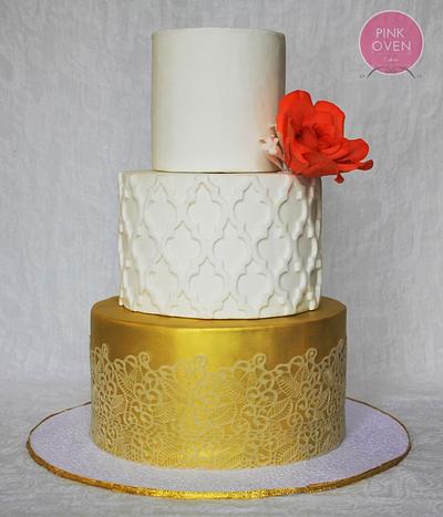 Classic white and gold - Cake by Niveditha
