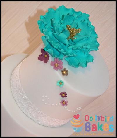 Peony & rose wedding cake - Cake by Dollybird Bakes