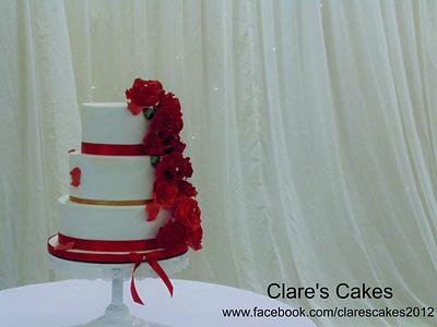 Red Rose Cascade  - Cake by Clare's Cakes - Leicester
