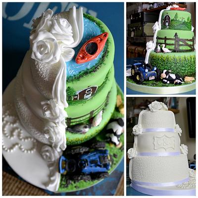 Half and half farm elegant wedding cake - Cake by Cakey Bakes Cakes 