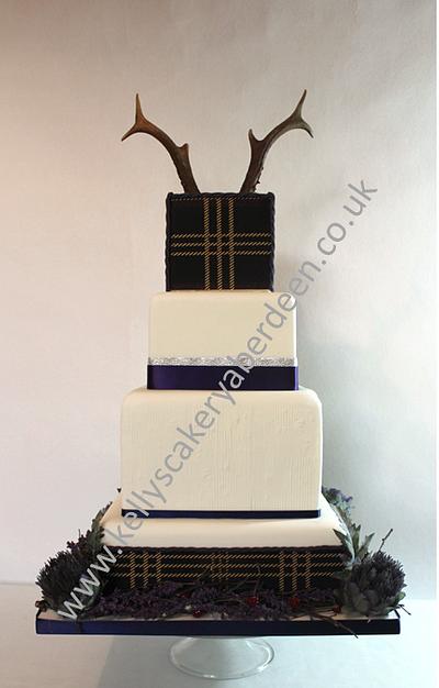 tartan stag cake - Cake by Kellys Cakery