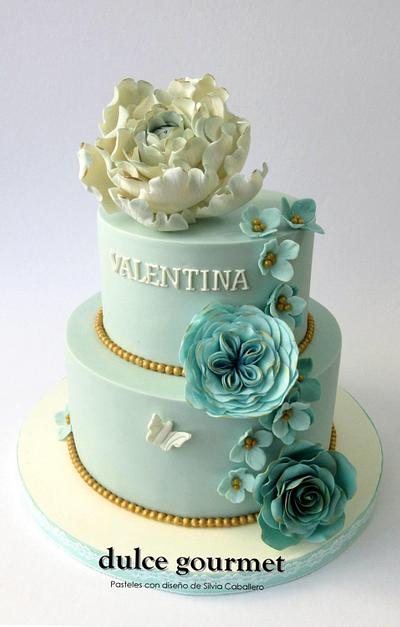 Tiffany blue and gold - Cake by Silvia Caballero
