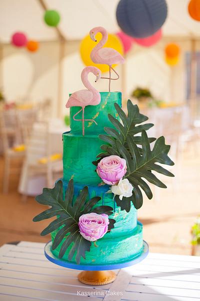 Flamingos - Cake by Kasserina Cakes