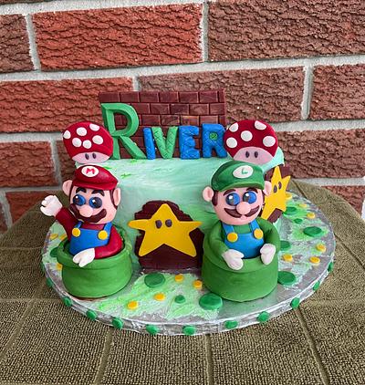 Mario & Luigi Birthday Cake - Cake by June ("Clarky's Cakes")
