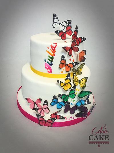 Rainbow Butterflies - Cake by Zia Ava's Cake