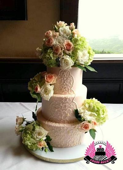 Brush Embroidery Wedding Cake - Cake by Cakes ROCK!!!  