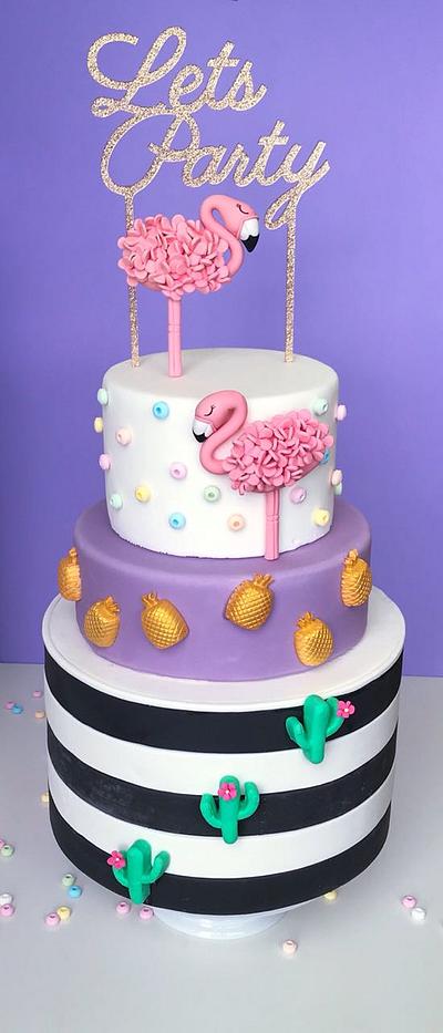 Flamingo Party Cake  - Cake by Monique Ascanelli