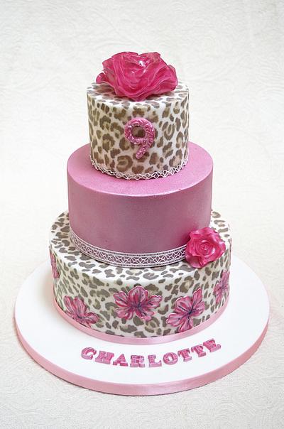 Leopard print and flowers - Cake by The Chain Lane Cake Co.