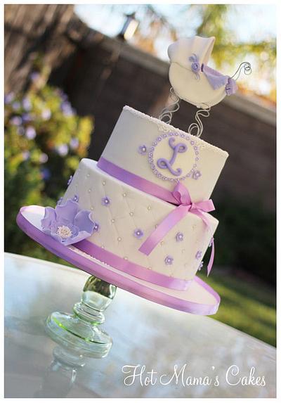 Lavender and white baby shower - Cake by Hot Mama's Cakes