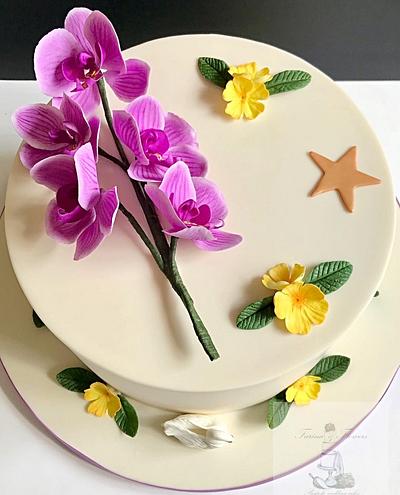 Moth orchid & primrose cake  - Cake by Andrea 