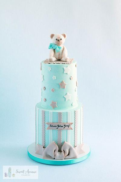 Teddy Bear Topper Baby Shower Cake - Cake by Sweet Avenue Cakery