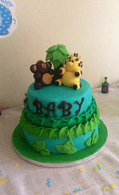 Jungle baby shower cake  - Cake by Amy douglas