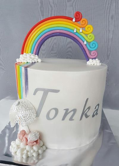 Rainbow baby Christening cake - Cake by Tirki