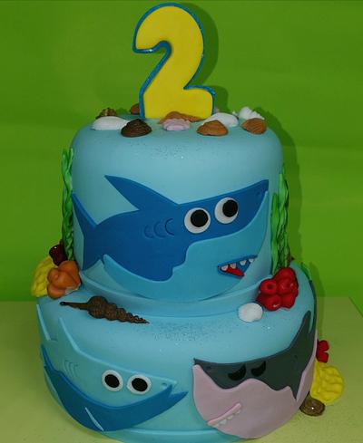 Sea ​​cake with sharks - Cake by Sunny Dream