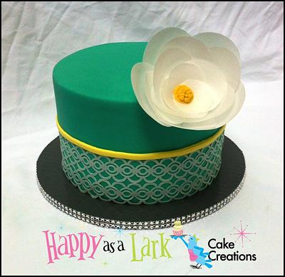Wafer paper flower cake - Cake by Happy As A Lark Cake Creations