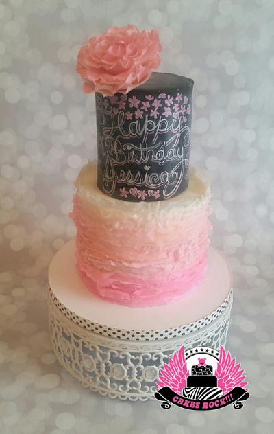 Chalkboard and Ruffles - Cake by Cakes ROCK!!!  