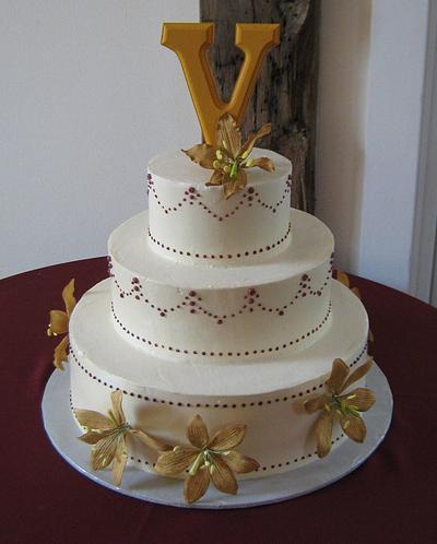 Burgundy and Mustard wedding cake - Cake by Lauren Cortesi