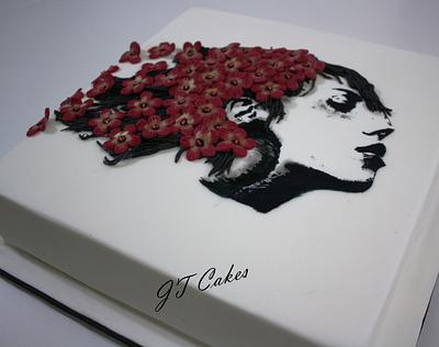 Hand painting and blossoms - Cake by JT Cakes
