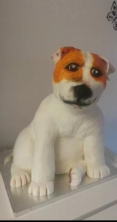 Staffordshire bull terrier dog cake! - Cake by Abigail Taylor