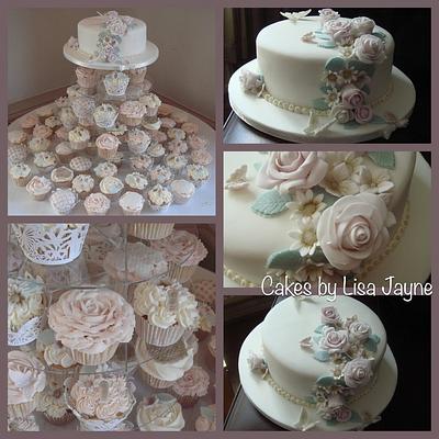 Vintage inspired wedding cake - Cake by Lisa williams
