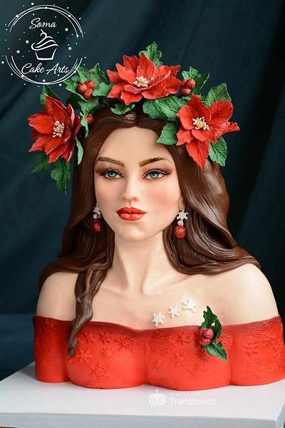 Lady cake bust cake Christmas bustcake  - Cake by SomaHaleem