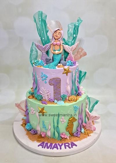 Mermaid tier cake for 1st birthday - Cake by Sweet Mantra Customized cake studio Pune