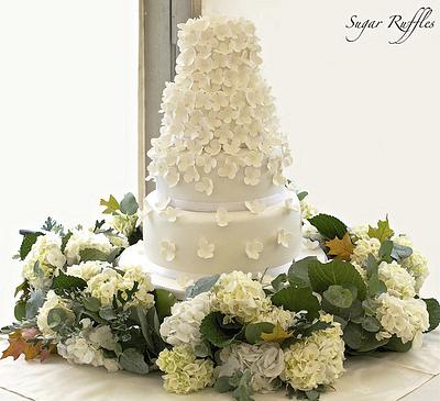 Hydrangea Cascade Wedding Cake - Cake by Sugar Ruffles