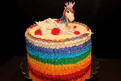 Princess's Unicorn on a Rainbow - Cake by Tahoe Bakery