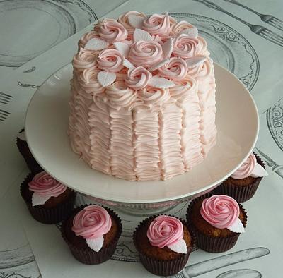 Buttercream Ruffles and Roses Cake - Cake by Strawberry Lane Cake Company