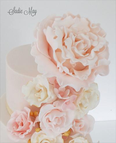 blush gold wedding cake  - Cake by Sharon, Sadie May Cakes 